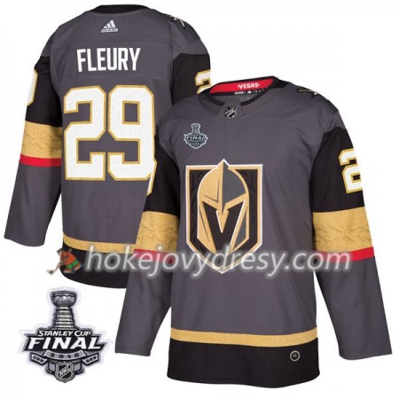 Pánské Hokejový Dres Vegas Golden Knights Marc-Andre Fleury 29 2018 Stanley Cup Final Patch Adidas Šedá Authentic
